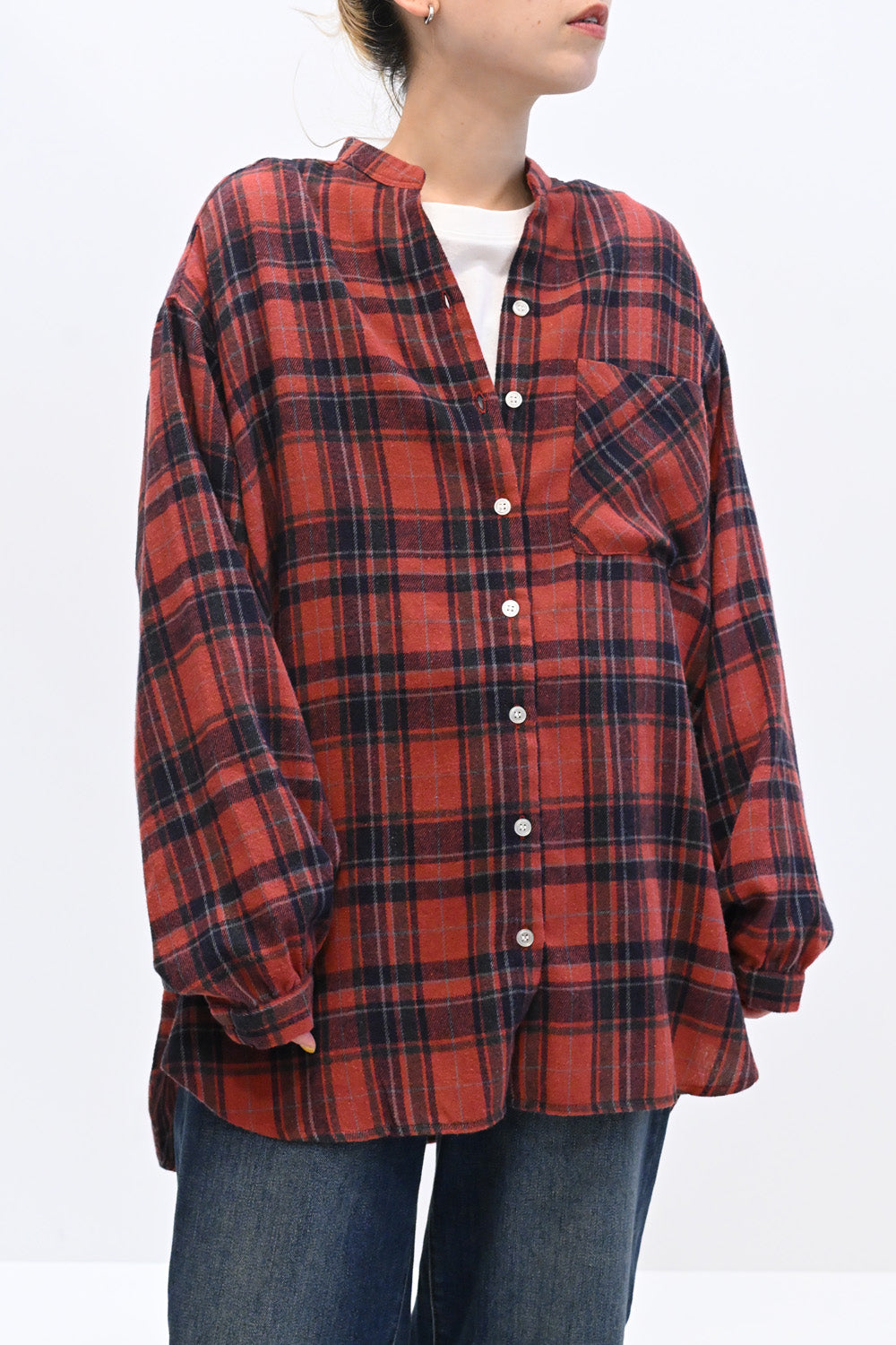 チェックポケ付きシャツチュニック – HEART MARKET