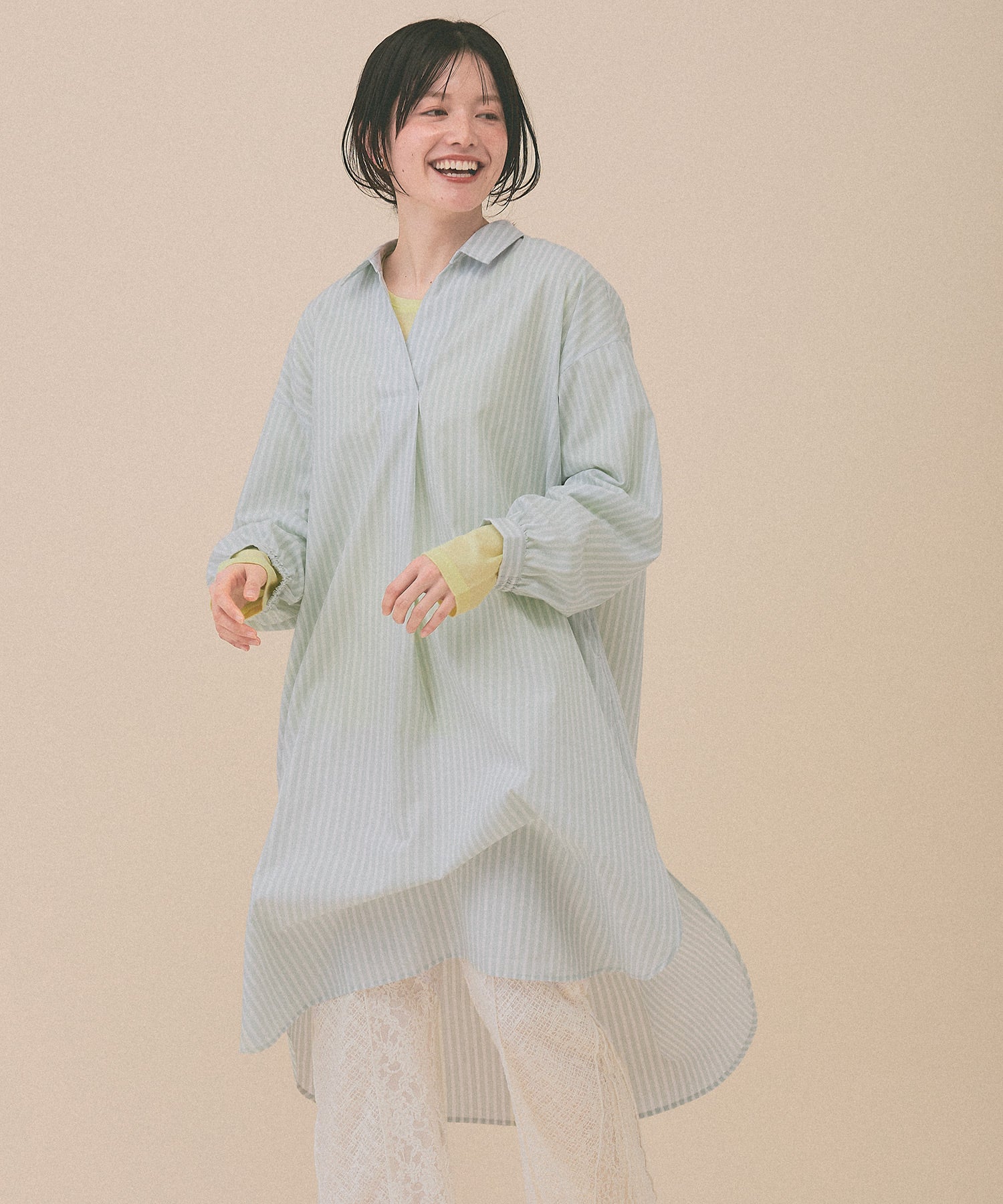 ミュベール 花刺繍 ロングシャツワンピース チェック 切替 スキッパー　38 花柄ロング丈シャツワンピース | ヴィオラエヴィオラ(viola e_viola