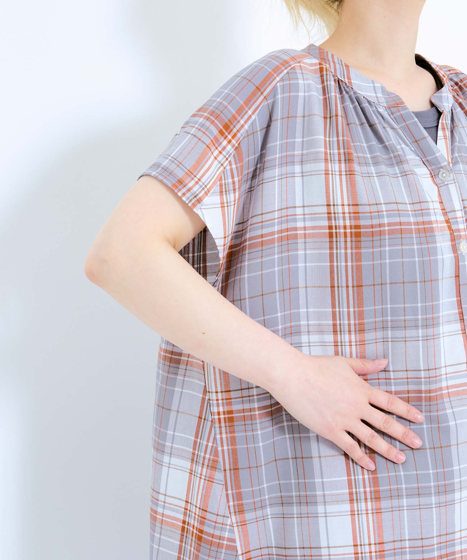 【接触冷感】冷感ギャザーフレンチチュニック