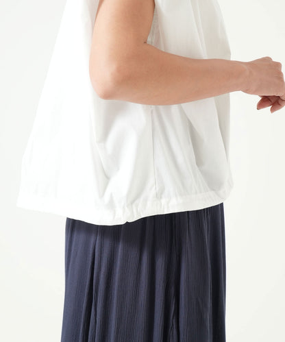 《近日入荷予定》バンドカラー裾ドロスト立体ブラウス