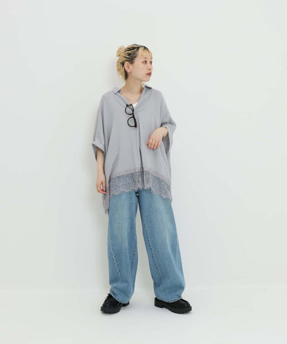 《7月3日入荷予定》裾レーススキッパーブラウス