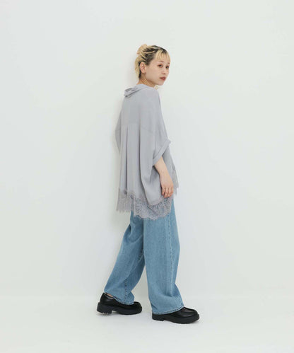 《7月3日入荷予定》裾レーススキッパーブラウス