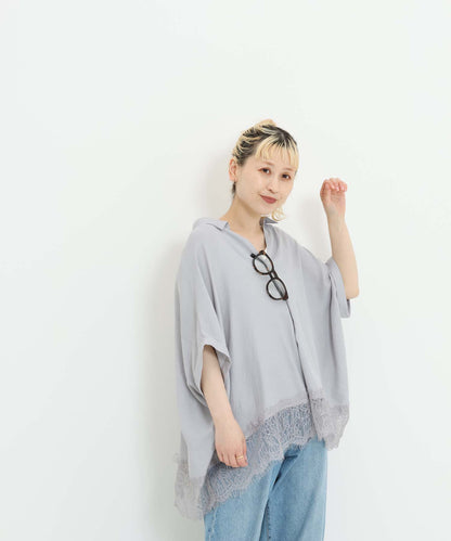 《7月3日入荷予定》裾レーススキッパーブラウス
