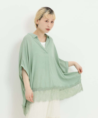 《7月3日入荷予定》裾レーススキッパーブラウス