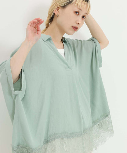 《7月3日入荷予定》裾レーススキッパーブラウス