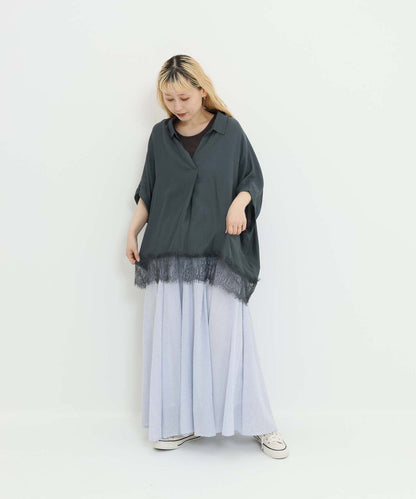 《7月3日入荷予定》裾レーススキッパーブラウス