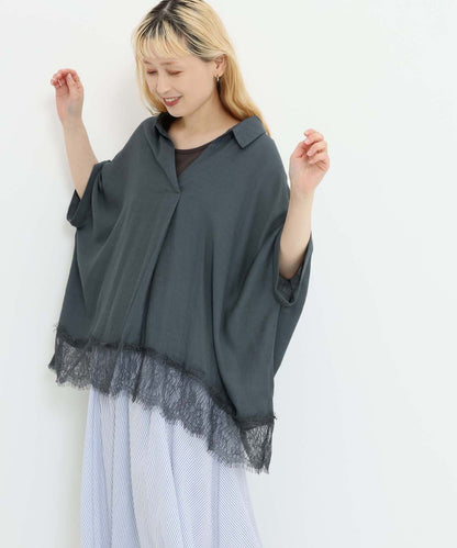 《7月3日入荷予定》裾レーススキッパーブラウス