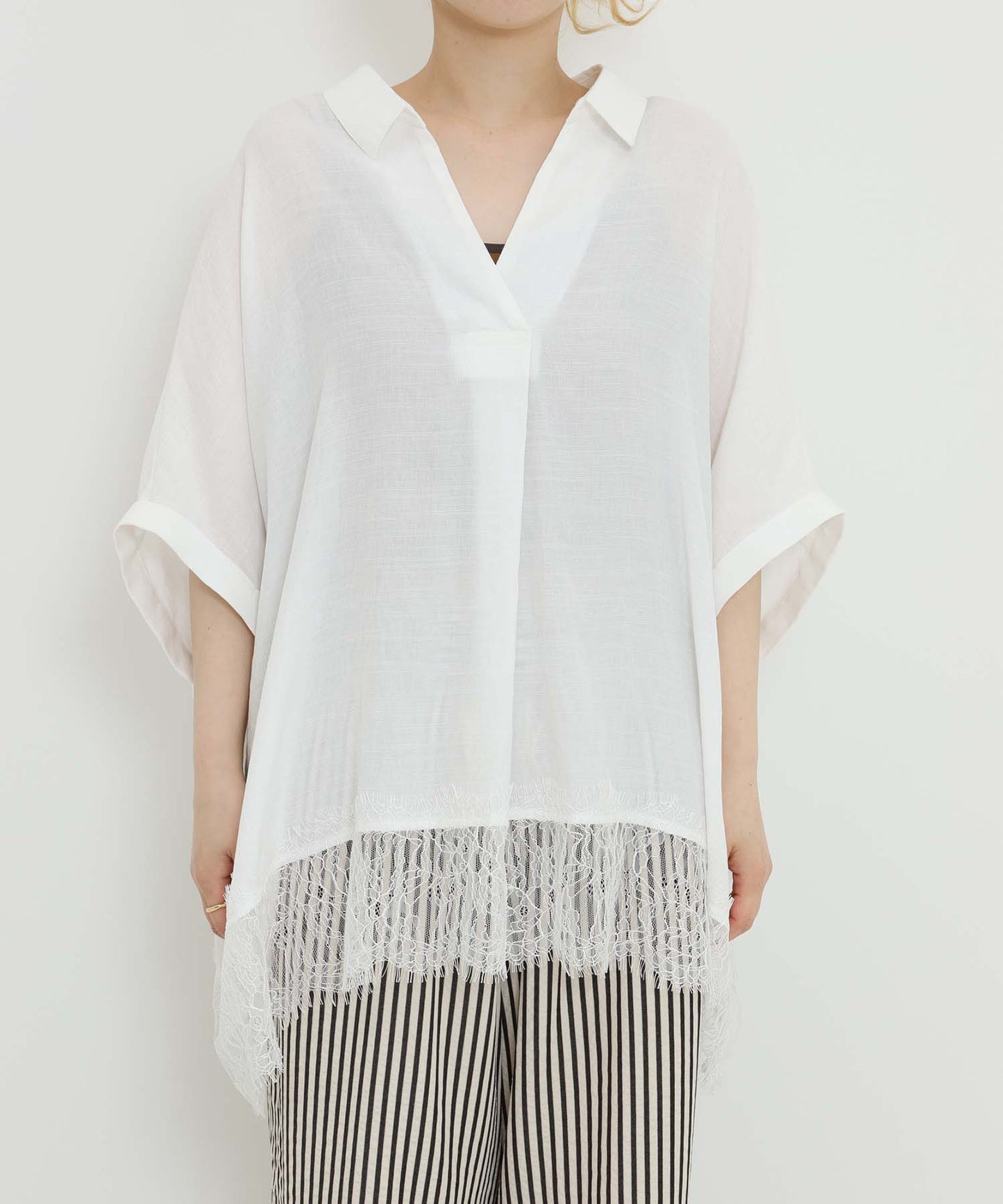 《7月3日入荷予定》裾レーススキッパーブラウス