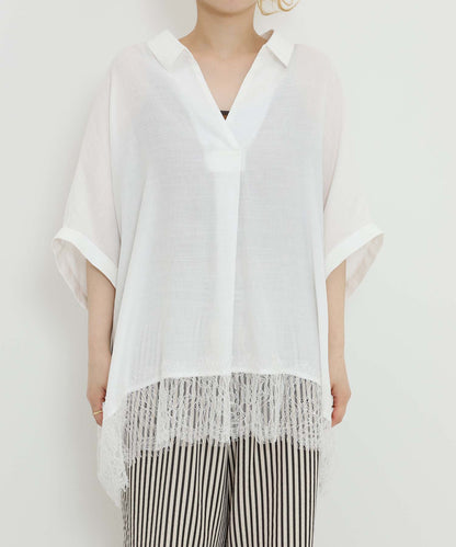 《7月3日入荷予定》裾レーススキッパーブラウス