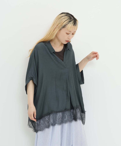 《7月3日入荷予定》裾レーススキッパーブラウス
