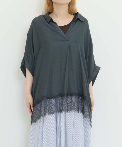 《7月3日入荷予定》裾レーススキッパーブラウス