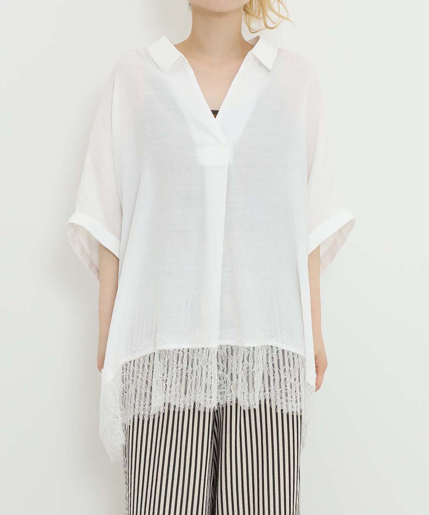 《7月3日入荷予定》裾レーススキッパーブラウス