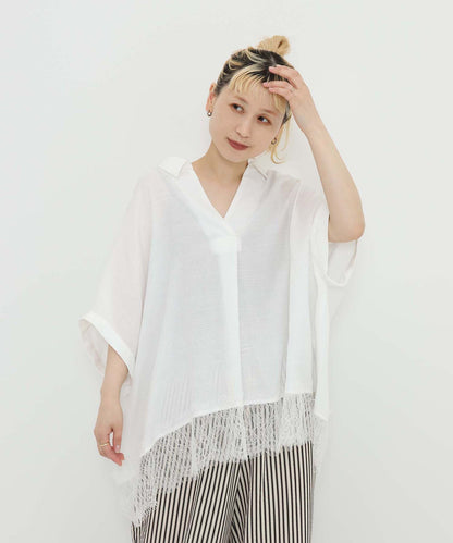 《7月3日入荷予定》裾レーススキッパーブラウス