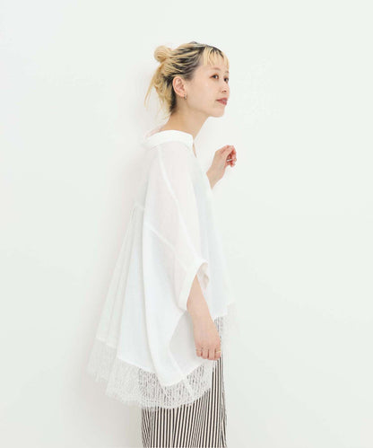 《7月3日入荷予定》裾レーススキッパーブラウス