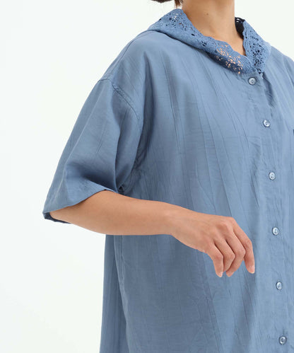 《近日発売》刺しゅうフーディー半袖チュニック