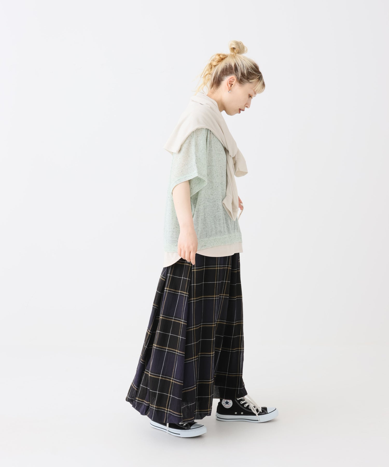 チェックネイビー / 154cm / FREE