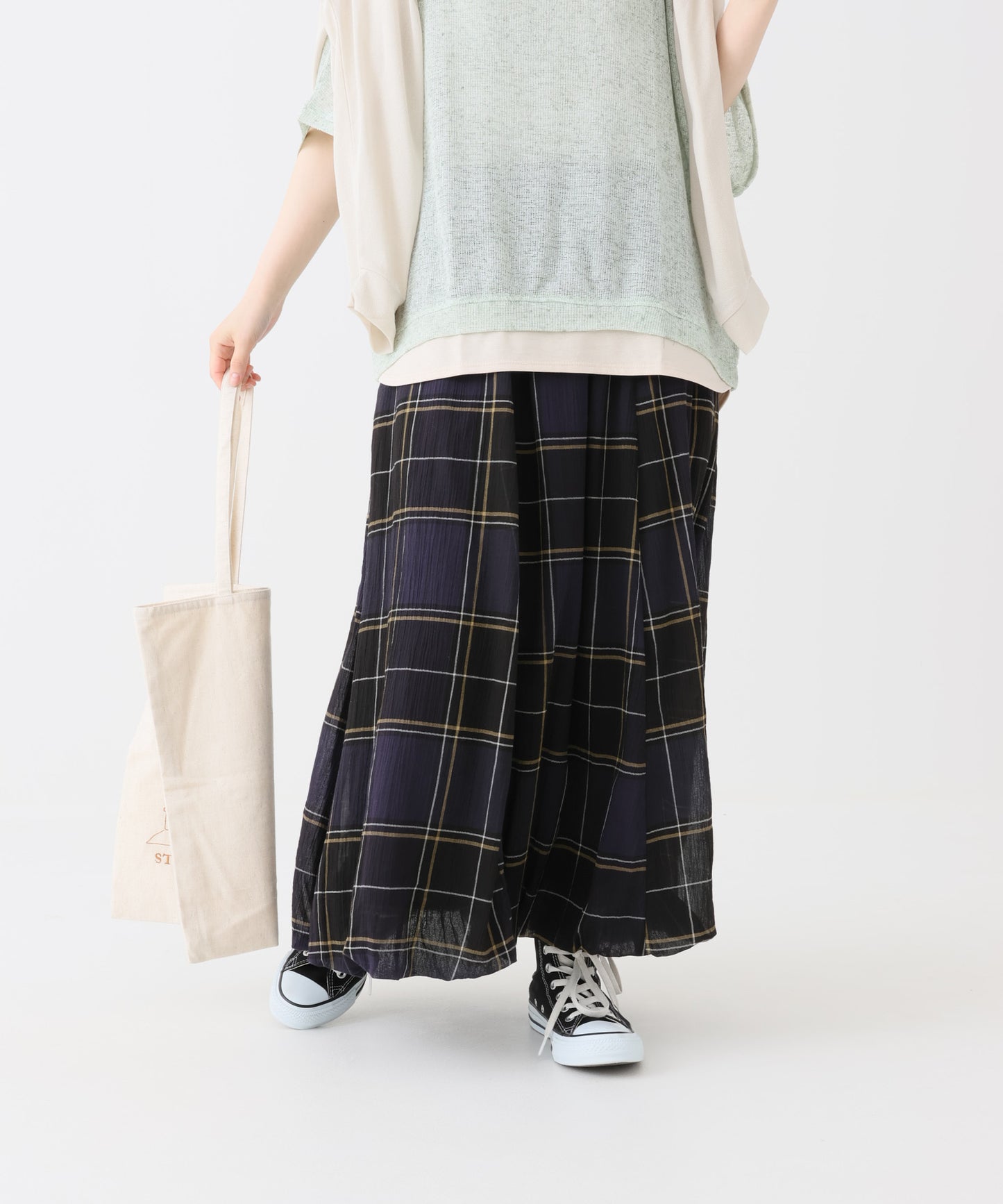 チェックネイビー / 154cm / FREE