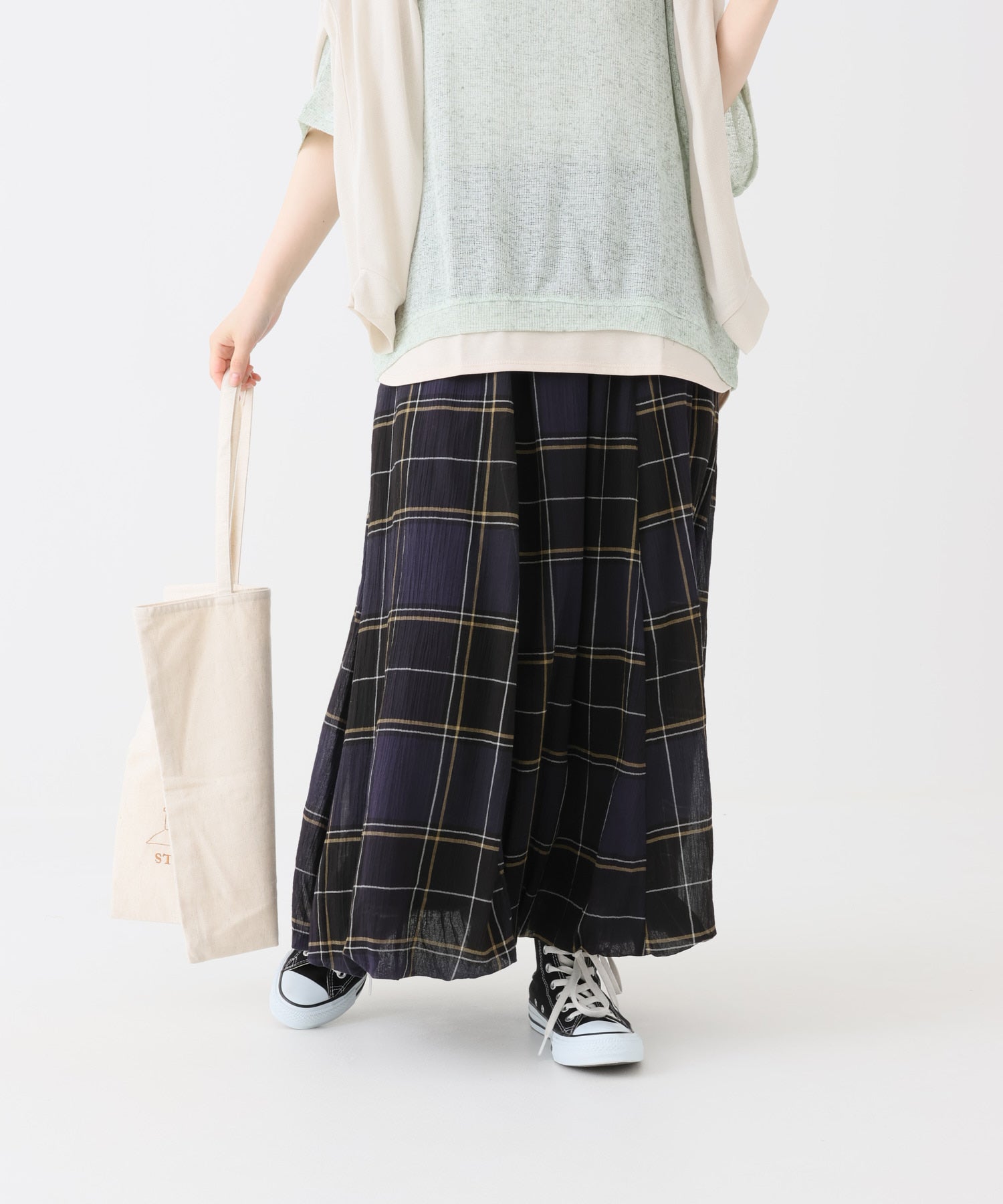 チェックネイビー / 154cm / FREE