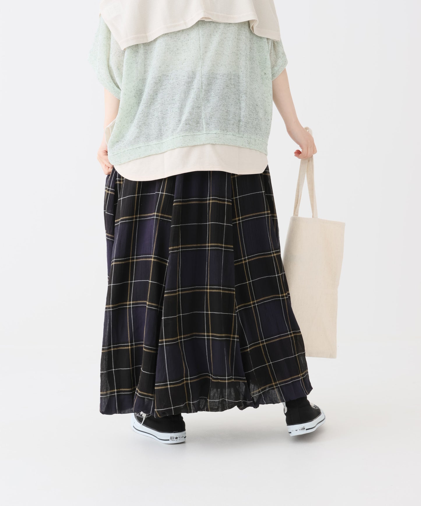 チェックネイビー / 154cm / FREE