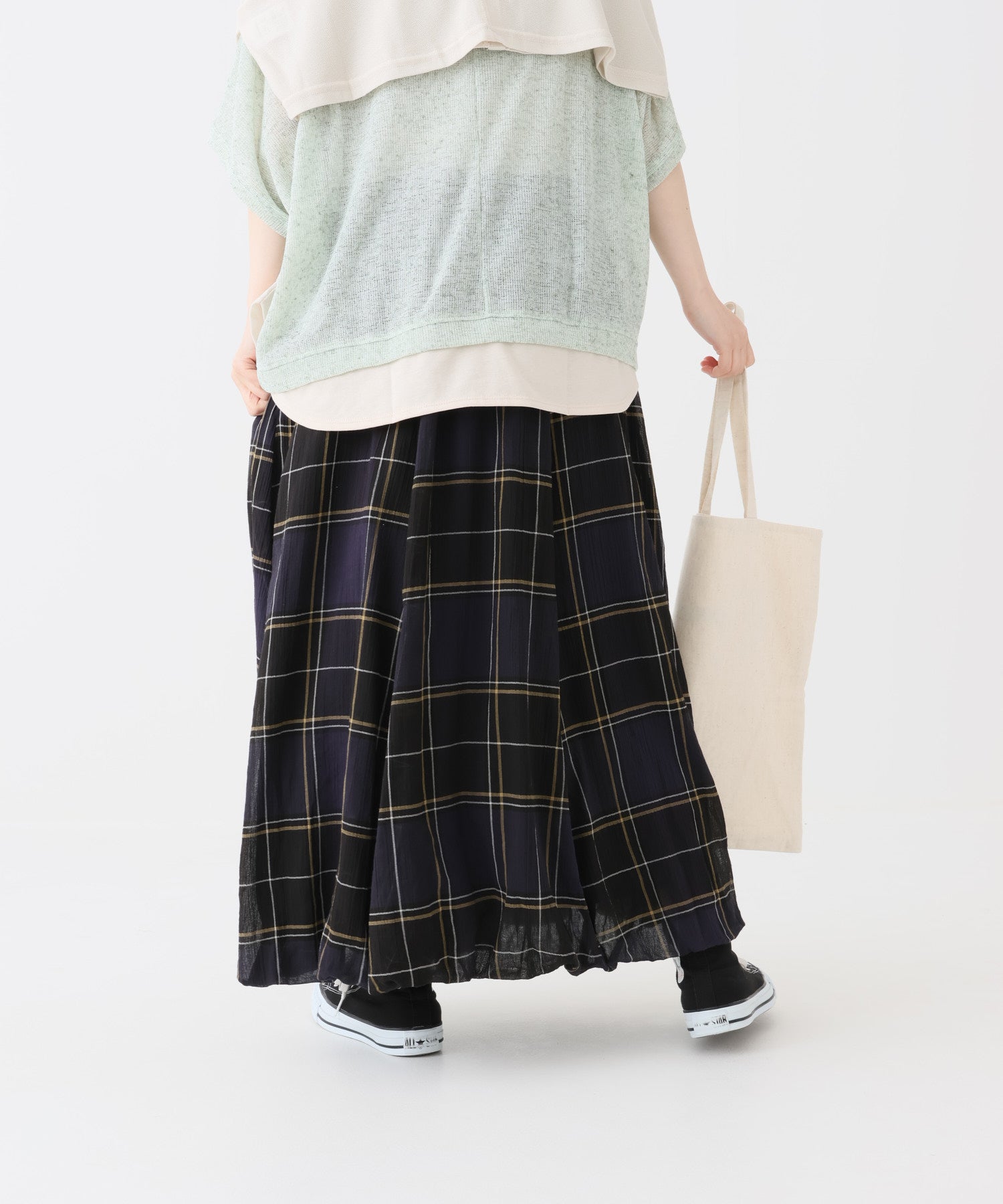 チェックネイビー / 154cm / FREE