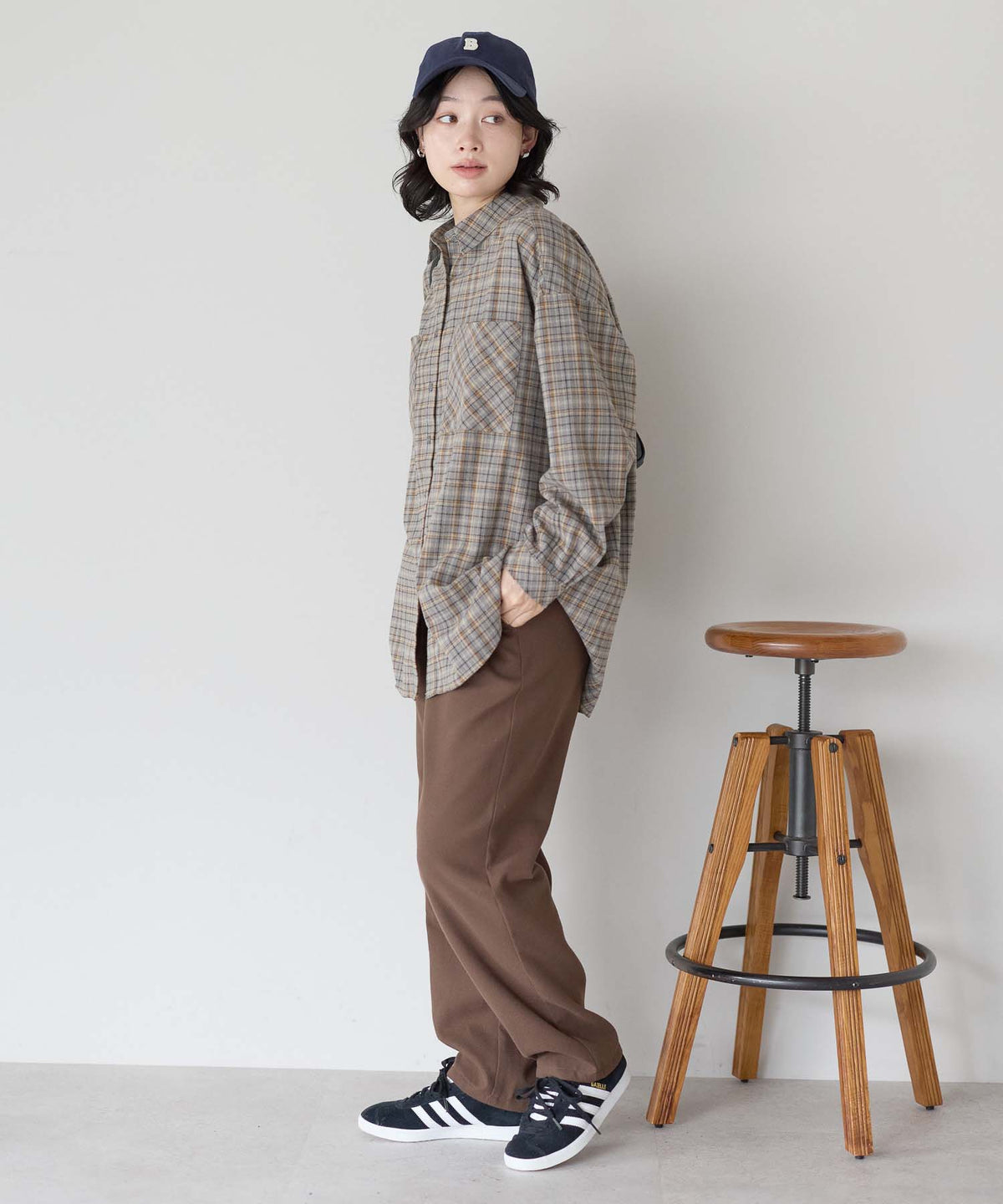チェックグレー / 157cm / FREE