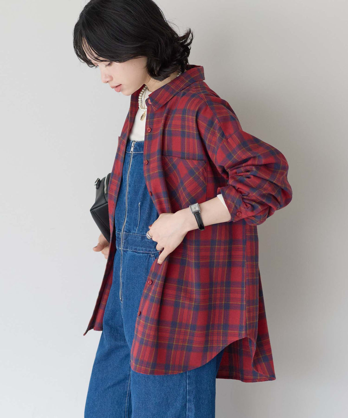 チェックレッド / 157cm / FREE
