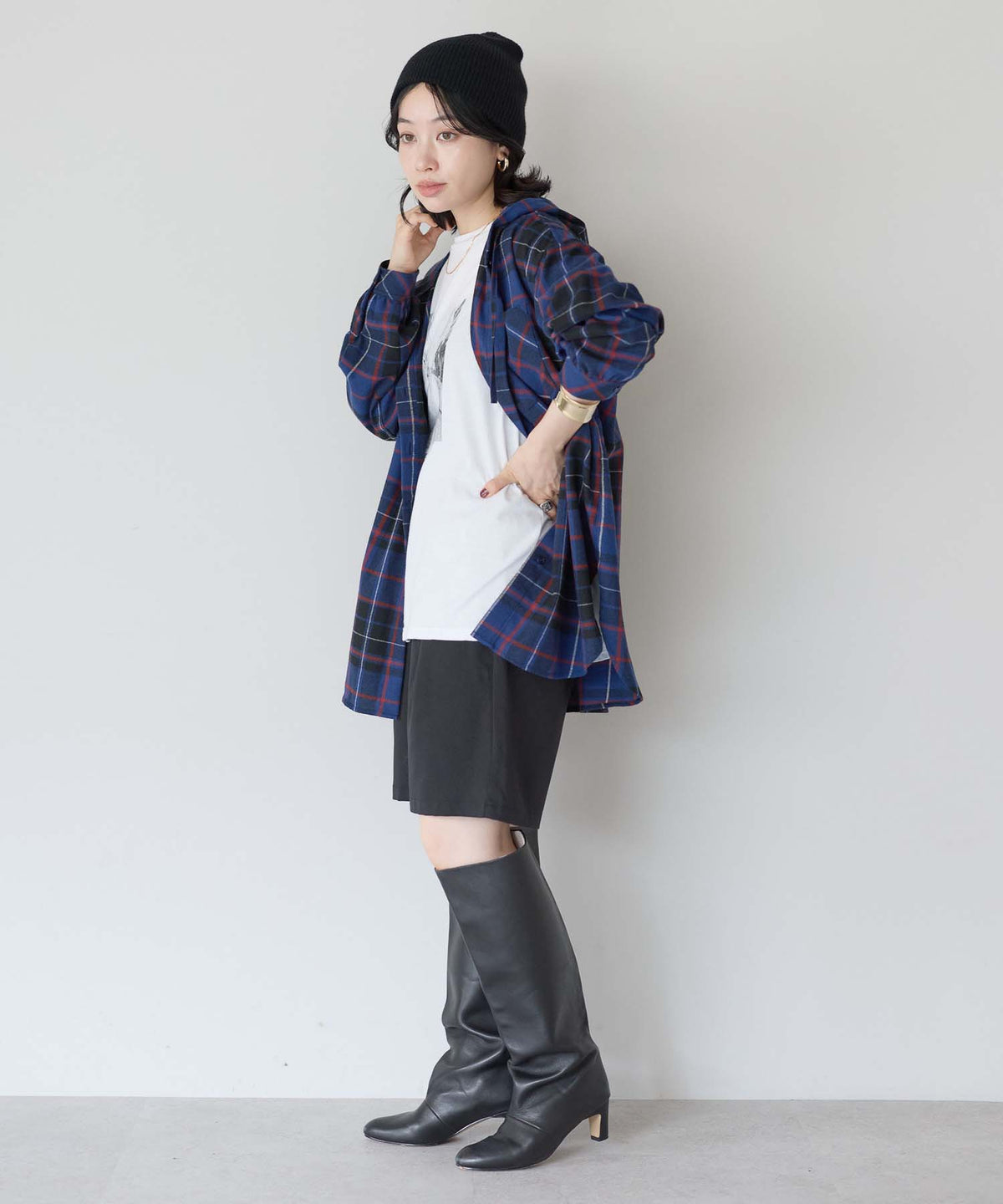 チェックネイビー / 157cm / FREE