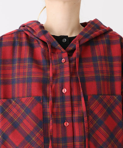 《9/11発売》チェックフードシャツチュニック