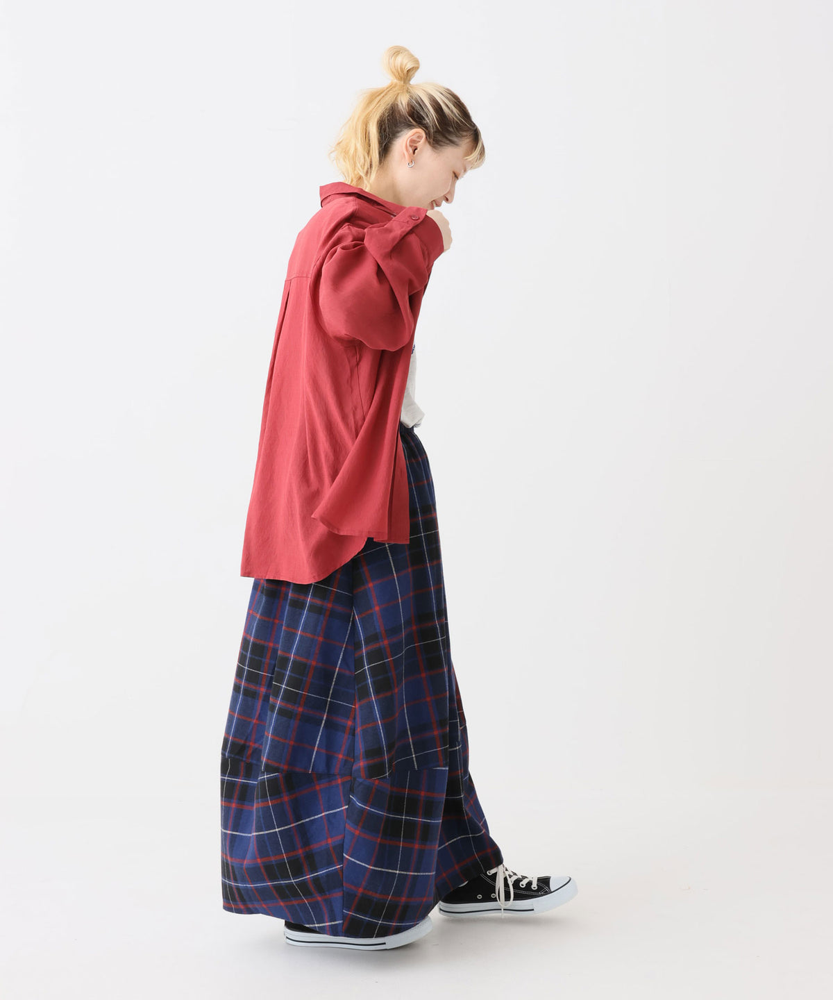 チェックネイビー / 154cm / FREE