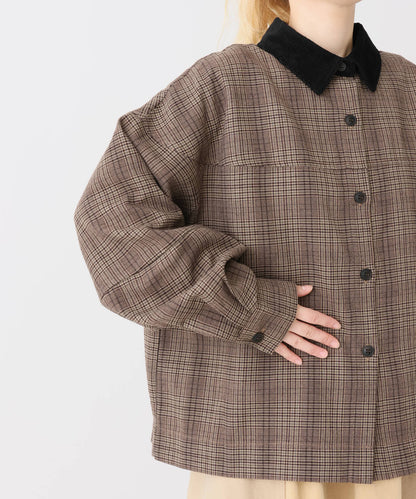 《近日発売》衿コーデュロイチェックシャツジャケット