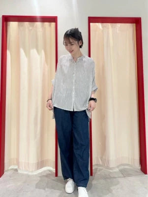 ≪SALE≫Rayon Crepe Gathered Dolman Tunic