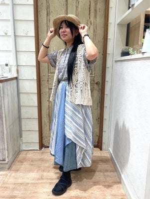 切替ギャザーノーカラーチュニック