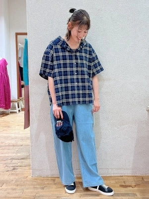 麻混ぽこぽこフードシャツ