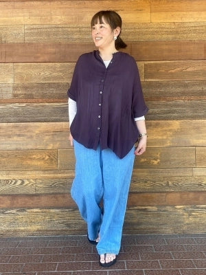 ≪SALE≫Rayon Crepe Gathered Dolman Tunic
