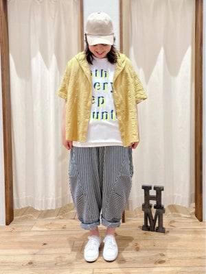 麻混ぽこぽこフードシャツ