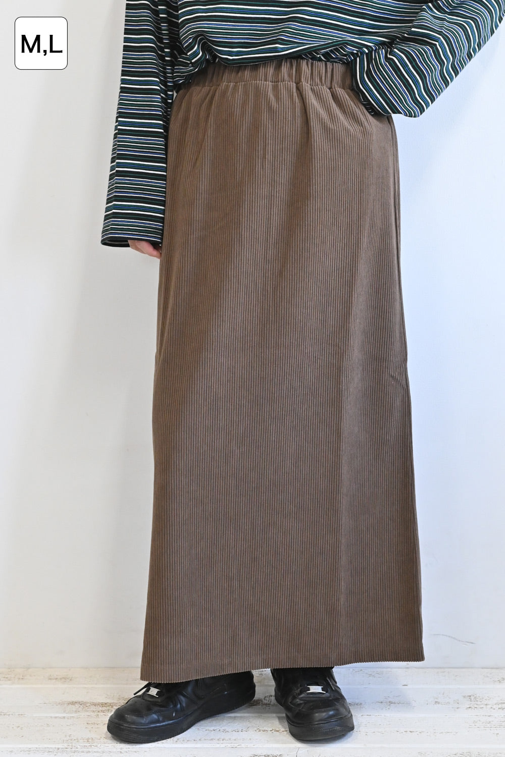 カットコーディロイバックスリットスカート