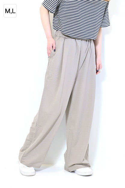 【接触冷感】タックワイドパンツ