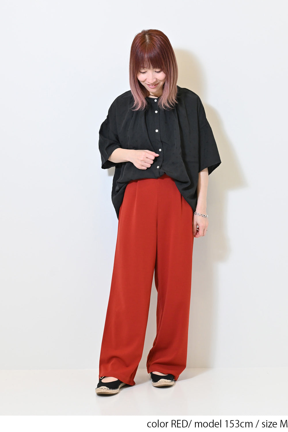 パンツ Maze2007 選べるサイズ 4cmタックのジョーゼットワイドパンツ [M3627
