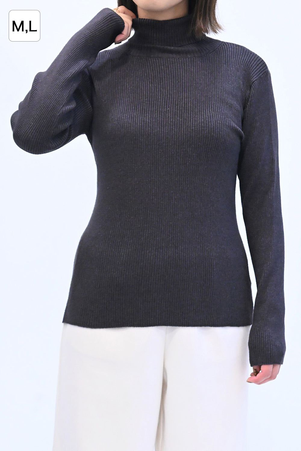 もちもちリブニットタートルプルオーバー