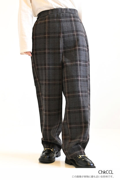 ≪SALE≫ Woolly Solid & Check Wide Pants