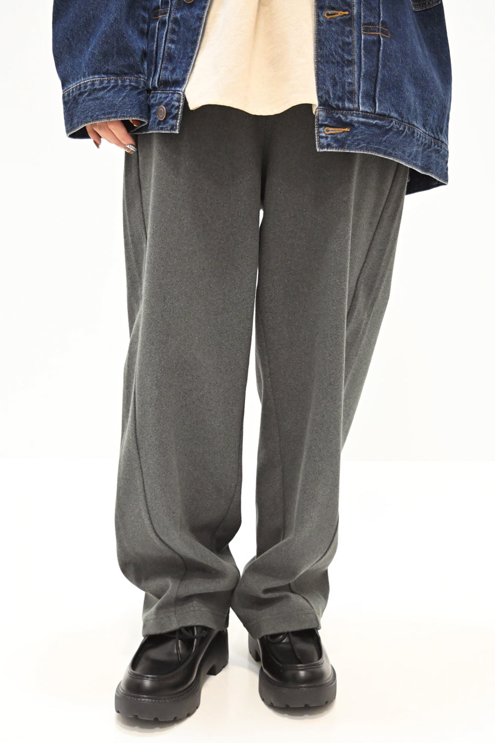 ≪SALE≫ Woolly Solid & Check Wide Pants