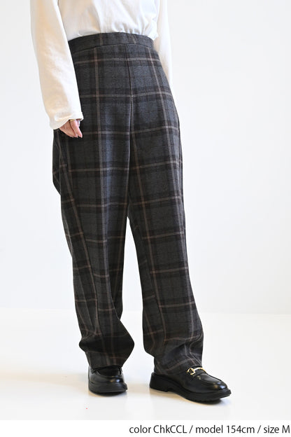 ≪SALE≫ Woolly Solid & Check Wide Pants