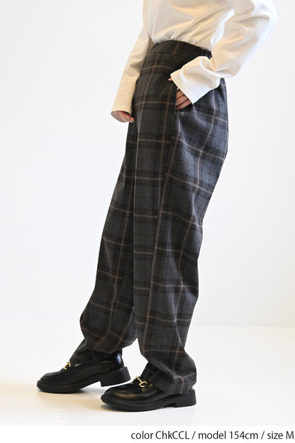 ≪SALE≫ Woolly Solid & Check Wide Pants