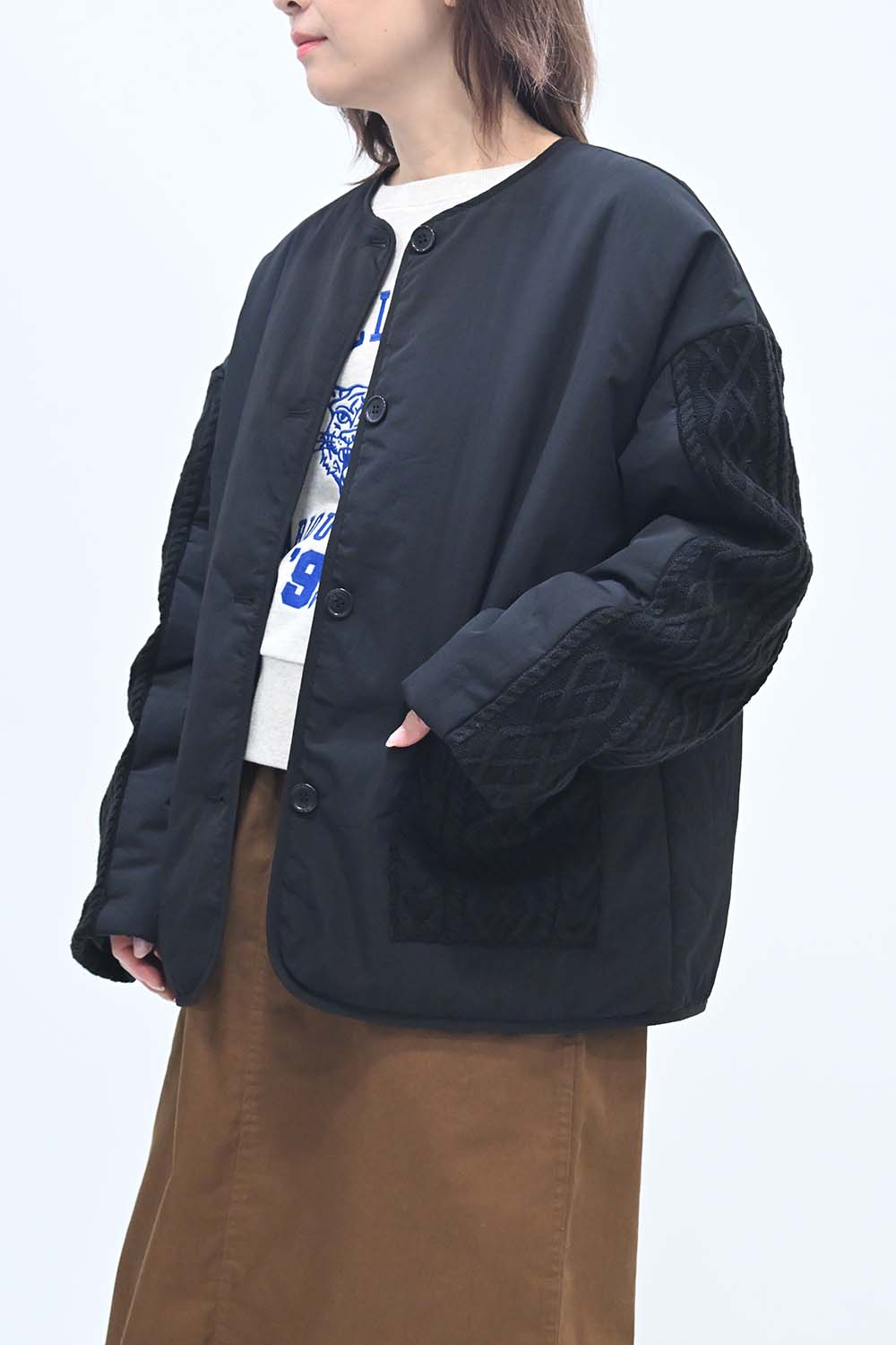 ≪SALE≫Knit Cable Switch Padded Jacket