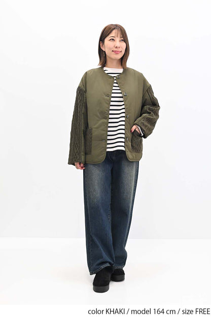 ≪SALE≫Knit Cable Switch Padded Jacket