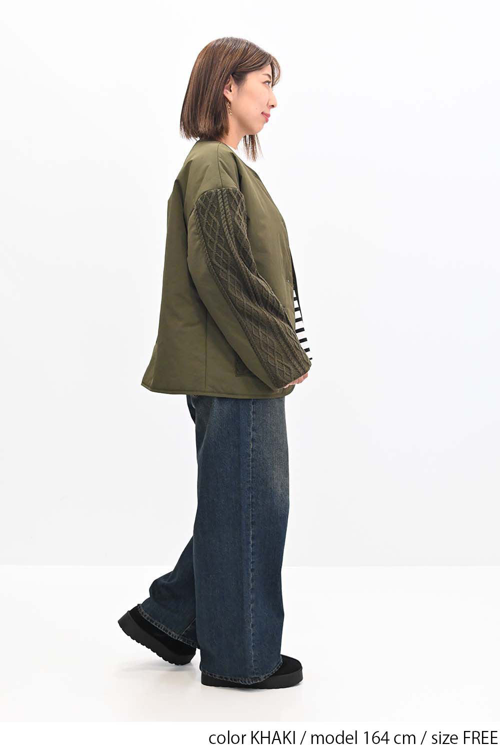 ≪SALE≫Knit Cable Switch Padded Jacket