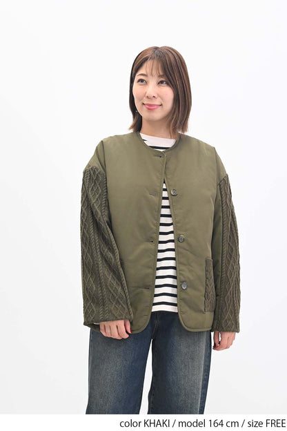 ≪SALE≫Knit Cable Switch Padded Jacket