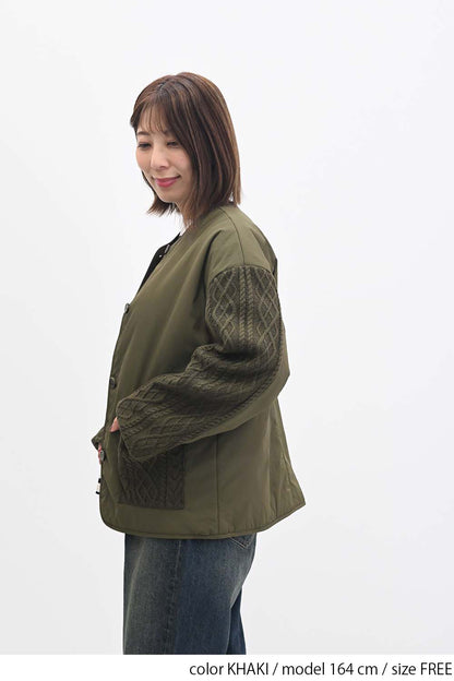 ≪SALE≫Knit Cable Switch Padded Jacket