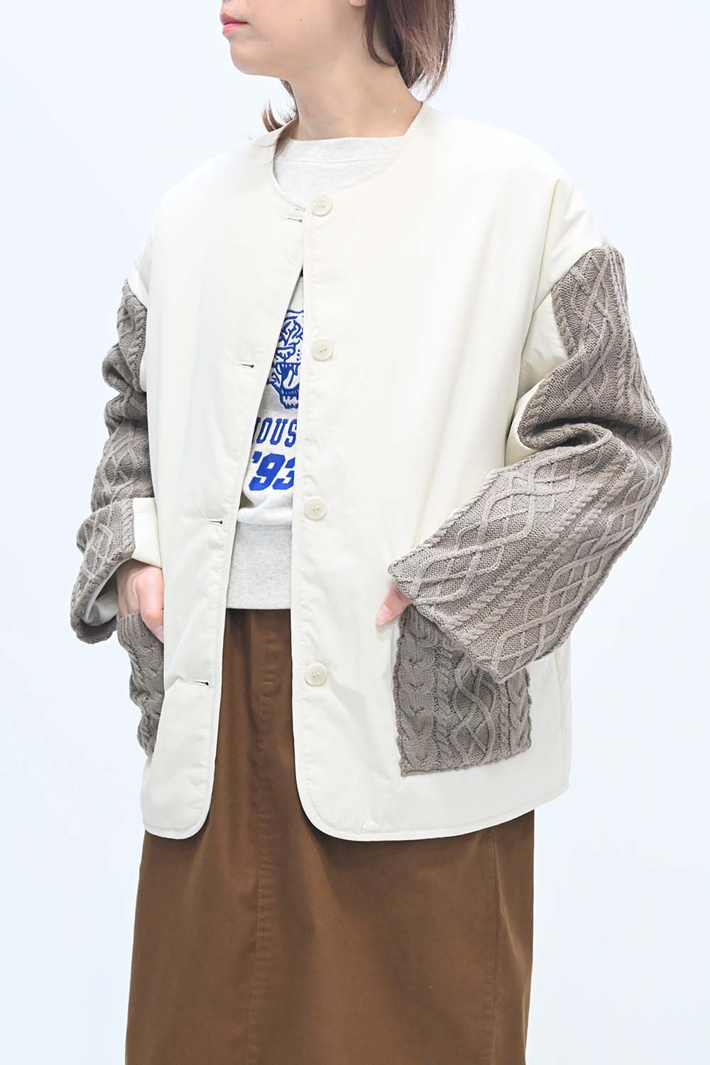 ≪SALE≫Knit Cable Switch Padded Jacket