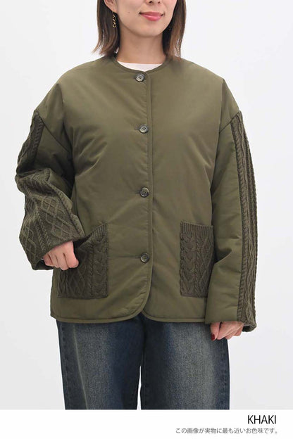 ≪SALE≫Knit Cable Switch Padded Jacket